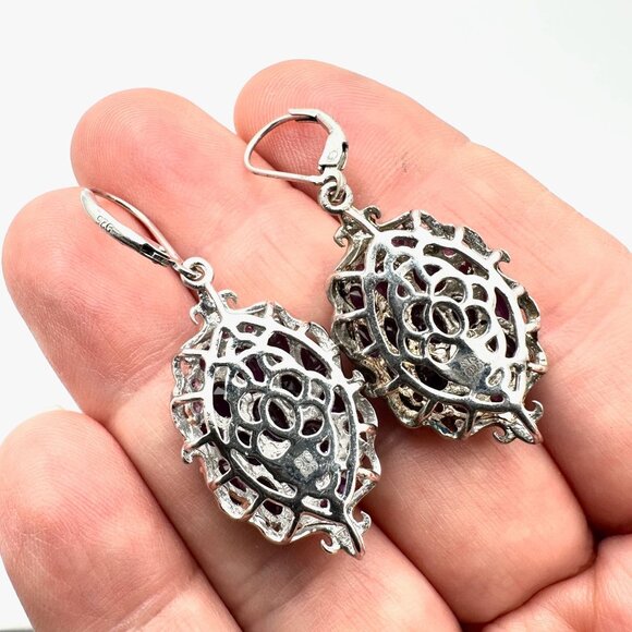 Chuck Clemency Sterling Silver Purple Amethyst Earring Pierced 1 3/4 Inch - Picture 3 of 5